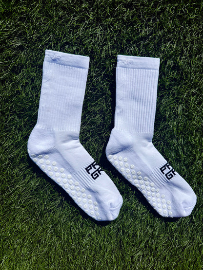 White on white Sports performance grip sock