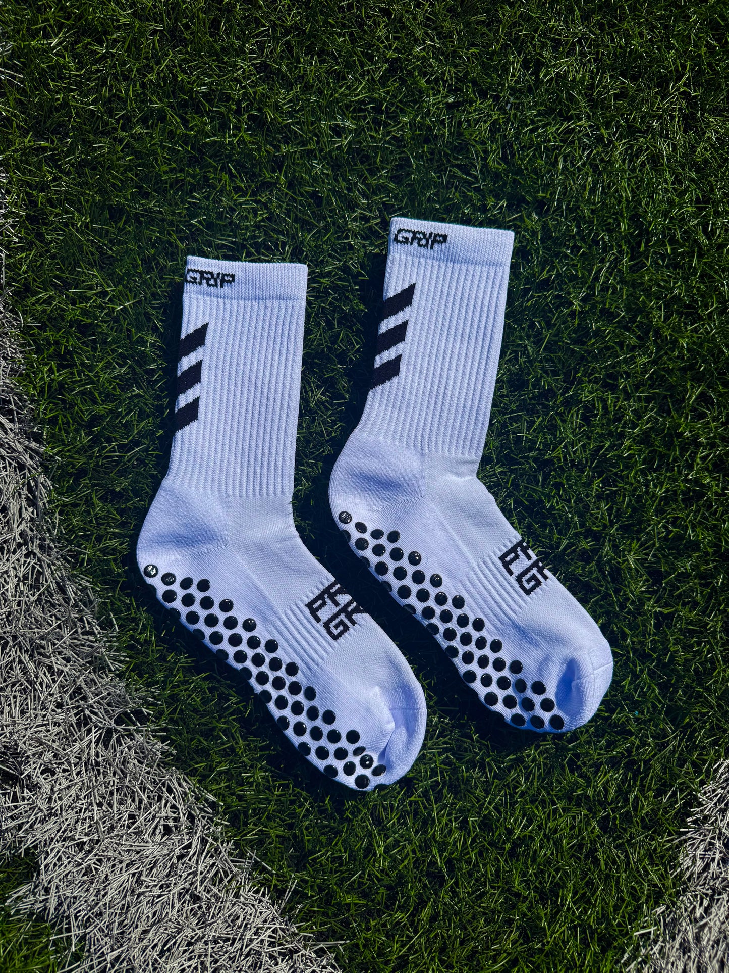 White on black Sports performance grip sock